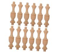 PERSELOSO 12 Piezas Pilares Miniatura de Madera sin Terminar Adornos Decorativos para Interiores Postes de Columna con Tallado Clásico para Decoración de Muebles y Escaleras