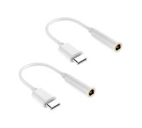 PERSELOSO 2 Piezas Adaptador de Audio USB-c a 3,5mm Diseño Reversible y Cable Reversible, Material Plástico Blanco Compatible Auriculares y Dispositivos Tipo C