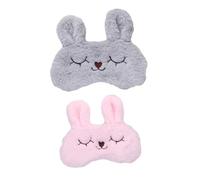 PERSELOSO 2 piezas Máscara de Ojos de Conejo de Peluche Suave para Dormir Bloqueo Total de Luz para la del Rosa Gris