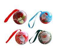 PERSELOSO 4 Cajas de Hojalata para Navidad Forma de Bola, Estuche de Almacenamiento de Hierro para Dulces y Decoración Festiva en Fiestas Navideñas Color Aleatorio