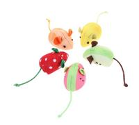 PERSELOSO 5piezas Juguetes Interactivos para Gatos De Fruta De Ratones De Peluche Catnip Fresa Sandía Kiwi Limón Juguetes De Masticar para Gatitos y Estimulación Mental