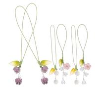 PERSELOSO 6 piezas Llavero para Móvil con Colgante de Flor Creativa Correa Antideslizante y Anti-pérdida para Teléfono Accesorio Ligero y Duradero Colores Púrpura y Rosa