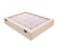 PERSELOSO Caja de Exhibición de Rocas y Minerales de Madera Beige Compartimentos para Organizar Muestras y Gemas, Ligera y Elegante para Proyectos Escolares y Exhibiciones