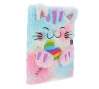 PERSELOSO Cuaderno de Peluche de Gato Cartoon con Cerradura Diario Fuzzy para Niñas Libreta de Escritura y Dibujo Diario Infantil Notepad para Creatividad y Divertido