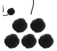 PERSELOSO Cubiertas de Micrófono Clip para Suéter, 5 Piezas Negras de Piel Sintética Resistentes al Viento Que Reducen Ruido para Grabación en Exteriores