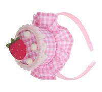 PERSELOSO Diadema Cómoda para de Fresa Pastel de Tela Diseño Niñas Pinky Elástica Adorno Realista de Nata y Adecuado para Disfraces y Fiestas Infantiles