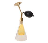 PERSELOSO Frasco de Perfume Vintage de Vidrio Dorado con Atomizador Floral