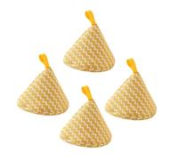 PERSELOSO Fundas para Asas de Ollas Triangulares de Poliéster y Algodón Resistentes al Calor Desgaste, Color Amarillo, Pack de 4 para Cocinar y Hornear