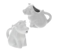 PERSELOSO Jarras de Cerámica en Color Blanco Forma de Animal, 2 Piezas Portátiles para Leche y Salsa, Ideales para Cocina y Restaurante