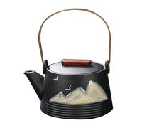 PERSELOSO Juego de Té de Porcelana Tetera Cerámica Negra Pintada a Mano, Mango Frío Preparar Té en Casa o Sala Profesional
