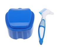 PERSELOSO Kit de Cepillos para Caja de Dentaduras Postizas Portátil Caja de Almacenamiento Azul, Material Abs y Pp, Seguro y Transpirable para Usuarios de Prótesis Dentales