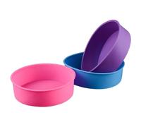 PERSELOSO Moldes de Silicona para Pasteles Redondos 17 Cm 3 Piezas, Moldes para Hornear Bizcochos y Cupcakes, Reutilizables, Aptos para Horno y Freidora de Aire, Color Color Aleatorio