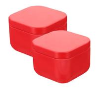 PERSELOSO Tarros de Vela Cuadrados de Hierro Rojo para Almacenar 65g de Cera, Pack de 2 Piezas Ideales para Guardar Especias o Cuentas