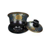 PERSELOSO Taza de Té Cerámica Sopera Clásica Chino Mano para Hogar Oficina Sala de Té y Restaurante con Diseño Retro Decorativo Elegante