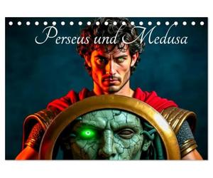 Perseus und Medusa (Tischkalender 2027 DIN A5 quer), CALVENDO Monatskalender: Perseus gegen Medusa - eine visuelle Heldenreise in 12 epischen Momenten.