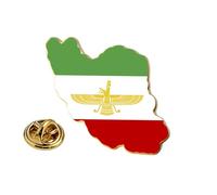 Persia - Pin de bandera de Irán a granel de acero inoxidable antiguo persa iraní león sol y corona, broche de solapa de joyería patrimonial, accesorios de ropa, accesorios de recuerdo, insignia