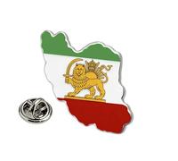 Persia - Pin de bandera de Irán a granel de acero inoxidable antiguo persa iraní león sol y corona, broche de solapa de joyería patrimonial, accesorios de ropa, accesorios de recuerdo, insignia