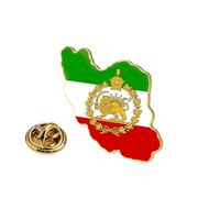 Persia - Pin de bandera de Irán a granel de acero inoxidable antiguo persa iraní león sol y corona, broche de solapa de joyería patrimonial, accesorios de ropa, accesorios de recuerdo, insignia