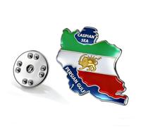 Persia - Pin de bandera de Irán a granel de acero inoxidable antiguo persa iraní león sol y corona, broche de solapa de joyería patrimonial, accesorios de ropa, accesorios de recuerdo, insignia