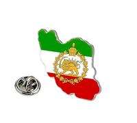 Persia - Pin de bandera de Irán a granel de acero inoxidable antiguo persa iraní león sol y corona, broche de solapa de joyería patrimonial, accesorios de ropa, accesorios de recuerdo, insignia