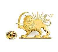 Persia - Pin de bandera de Irán a granel de acero inoxidable antiguo persa iraní león sol y corona, broche de solapa de joyería patrimonial, accesorios de ropa, accesorios de recuerdo, insignia