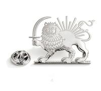 Persia - Pin de bandera de Irán a granel de acero inoxidable antiguo persa iraní león sol y corona, broche de solapa de joyería patrimonial, accesorios de ropa, accesorios de recuerdo, insignia