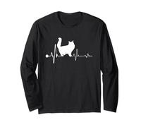 Persian Cat Heartbeat Funny Kitten For Cats Lovers Manga Larga