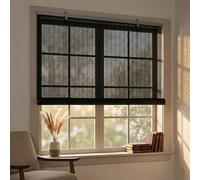 Persiana De Bambú Natural para Ventanas, Estor Enrollable Transpirable con Elevador, Persianas Romanas Retro para Jardín Y Balcón, 60% Control De Luz Y Privacidad Anti-UV(Negro,W150xH180cm)
