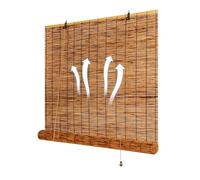 Persiana De Madera, Persiana Bambú Exterior, Persianas De Caña Enrollables Exterior Natural, Persianas Romanas para Ventanas Protección Solar con Elevación(W55xH118IN(140x300CM))