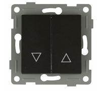 Persiana empotrada doble, color grafito, con sistema de regulación de luz, ideal para control de privacidad y aislamiento térmico.