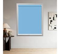 Persiana Enrollable Blackout 142 x 440 cm Protección Solar Estor Enrollable Día Noche Incluye Accesorios de Montaje para Puertas y Ventanas con Cadena, Azul Claro