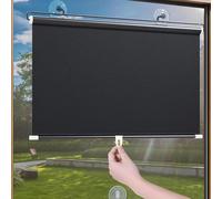 Persiana Enrollable con Ventosa Negro Estor Enrollable Opaca Sin Taladrar, Cortinas Blackout Protección UV Protección Visual para Cocina Baño Oficina/Coche Ventanas Y Puertas De Cristal