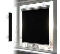 Persiana Enrollable con Ventosa Opaca，Estor Enrollable for Ventanas O Puertas Cristal, Térmico Aislante, Sin Taladrar, for Cocina Baño Oficina/Coche Ventanas Y Puertas De Cristal(Negro,W65xH155cm)