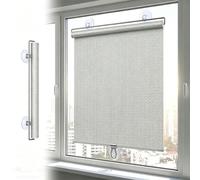 Persiana Enrollable con Ventosa Opaca，Estor Enrollable for Ventanas O Puertas Cristal, Térmico Aislante, Sin Taladrar, for Cocina Baño Oficina/Coche Ventanas Y Puertas De Cristal(Plata,W65xH155cm)
