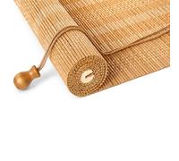 Persiana Enrollable de Bambú a Medida para Exterior, Cortina de Bambú Natural Personalizable para Balcón Terraza Jardín, Estor de Caña con Protección Solar y Privacidad (C1-Multi-Carbono-LF65)