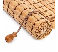 Persiana Enrollable de Bambú a Medida para Exterior, Cortina de Bambú Natural Personalizable para Balcón Terraza Jardín, Estor de Caña con Protección Solar y Privacidad (L1-Doble-Carbono-LF75)