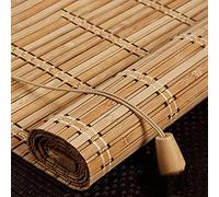 Persiana enrollable de bambú de estilo retro Estores de bambú Rollo bambú Ventanas natural Bamboo Blind para protector solar para ventanas y puertas Sombrilla,Personalizable,Sombra 50% (60 x 180 cm)