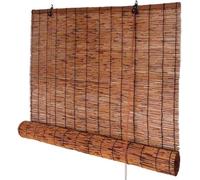 Persiana Enrollable de Bambú Natural, Cortina de Caña Hecha a Mano, Persiana Bambú Exterior con Elevador 100x200 120x160 150x200 160x230 cm Filtrado de Luz y Protección Solar UV(90x140cm)