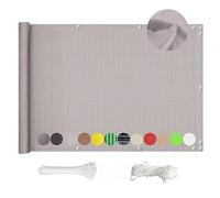 Persiana opaca para balcón, 150 x 200 cm, resistente a la intemperie, para patio, jardín, terraza y valla, color gris claro para una mayor privacidad