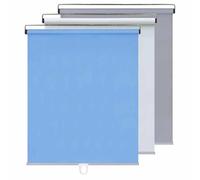 Persiana opaca retráctil sin cordón con ganchos adhesivos, parasol portátil, ligera, temporal, sistema de resorte, sin taladro, azul, 110 x 150 cm