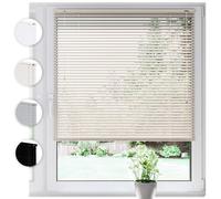 Persiana Veneciana de Aluminio SONELLO de Interior 90cm x 100cm Crema Persiana de Aluminio Klemmfix sin taladrar: protección Visual, antideslumbrante, contra la luz y Solar para Ventanas y Puertas