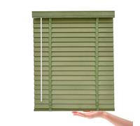 Persiana Veneciana Interior De Madera, Sin Cuerdas, Oscuridad Total, Privacidad para Hogar Cocina Habitación Estores Venecianos Opacos, Persianas Venecianas A Medida(Verde)