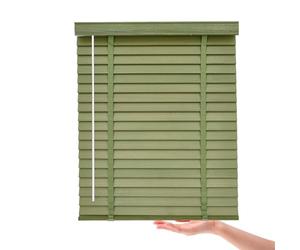 Persiana Veneciana Interior De Madera, Sin Cuerdas, Oscuridad Total, Privacidad para Hogar Cocina Habitación Estores Venecianos Opacos, Persianas Venecianas A Medida(Verde)