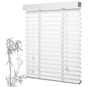 Persiana Veneciana, Persianas de bambú, persianas venecianas de Madera, Cortinas enrollables de privacidad, Listones de 50 mm/2 Pulgadas, Madera Maciza, Ventana Blanca