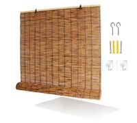Persianas de Bambú Opacas para Ventanas Interiores, Estores Enrollables de Privacidad para Patio Exterior y Porche, Pantalla Protectora de Caña Natural, Cacao(W 130 x H 200 cm)
