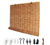 Persianas de Bambú para Exterior 35 40 80 115 120 140 150 165 cm Persianas Enrollables de Bambú de Privacidad para Ventanas, Estores Enrollables de Caña sin Cuerdas para Patio(W65cm x H60cm)