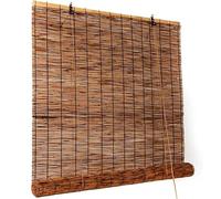 Persianas de bambú para Patio Exterior, persianas de caña Natural, persianas enrollables Opacas de bambú de Estilo Retro para Ventanas, Pantalla de privacidad de caña sin cordón(90 x 120CM)