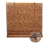 Persianas de Bambú para Ventanas y Puertas, Estores Enrollables de Caña Natural para Interiores y Patio Exterior, Cortinas Protectoras Opacas con Pantalla Solar de Privacidad, Cacao(W 100 x H 220 cm)