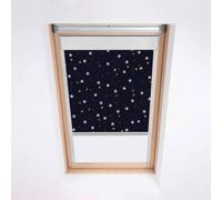 Persianas de tragaluz Optilight para ventanas de techo, Enrollador Persiana, Estor Opaco, Marco de Aluminio Plateado (Nightfall, 78/118)