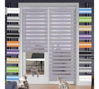Persianas enrollables 100 % opacas de 55 x 220 cm, color gris claro, visión translúcida, fácil de instalar, ideal para dormitorio, oficina, apartamento y viajes, protección con filtro de luz
